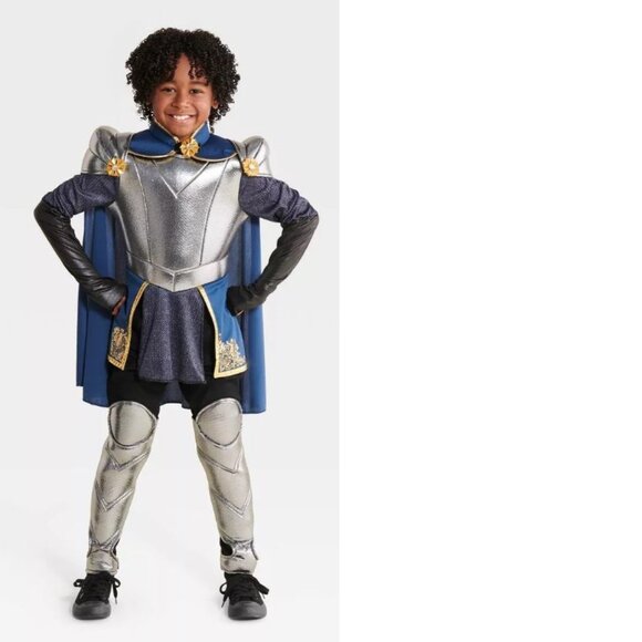 Brave Knight Halloween Costume 12/14 Tunic, Cape Blue Silver Armored 3 Pc Boys - Picture 1 of 6